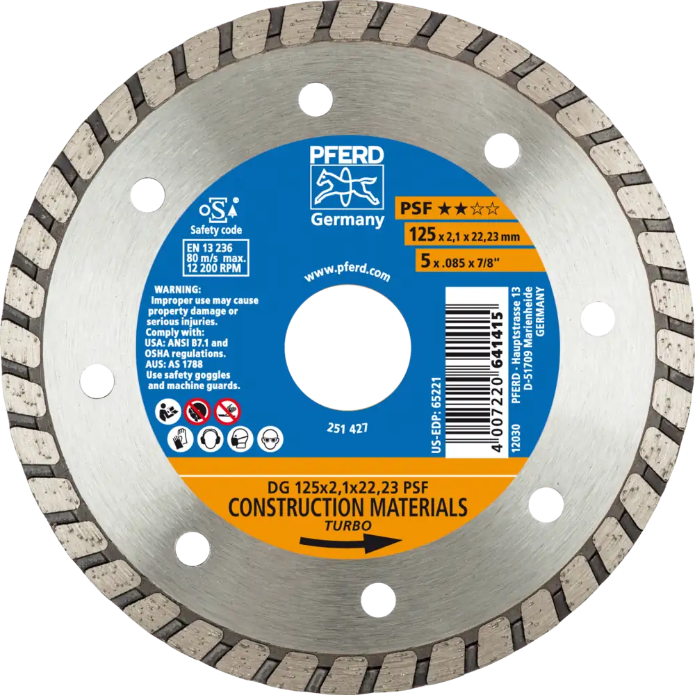 Pferd Tools PFERD TOOLS Diamant-Trennscheibe DG 125x2,1x22,23 mm PSF z. Trennen v. Stein/Beton,hohe Schnittqualität-1 Product picture Primär-Darstellung