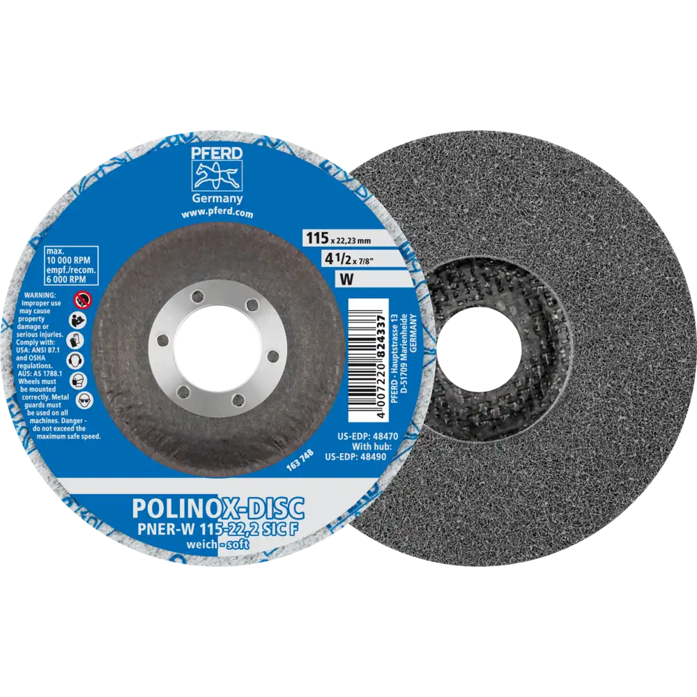 Pferd Tools PFERD TOOLS POLINOX verpresste Vlies-Disc PNER Ø 115 mm Bohrung-Ø 22,23 mm Weich SIC Fein für Finish-1 Product picture Primär-Darstellung