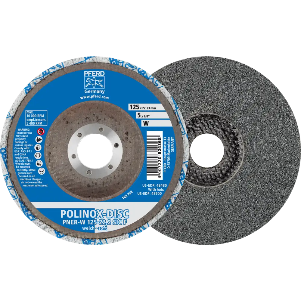 Pferd Tools PFERD TOOLS POLINOX verpresste Vlies-Disc PNER Ø 125 mm Bohrung-Ø 22,23 mm Weich SIC Fein für Finish-1 Product picture Primär-Darstellung