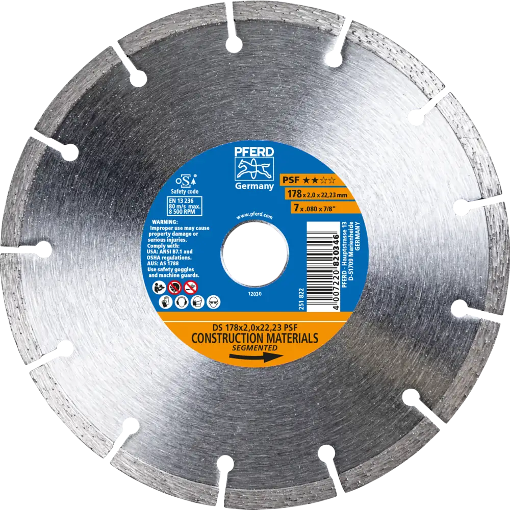 Pferd Tools PFERD TOOLS Diamant-Trennscheibe DS 178x2,0x22,23 mm PSF für schnelles Trennen von Stein und Beton-1 Product picture Primär-Darstellung