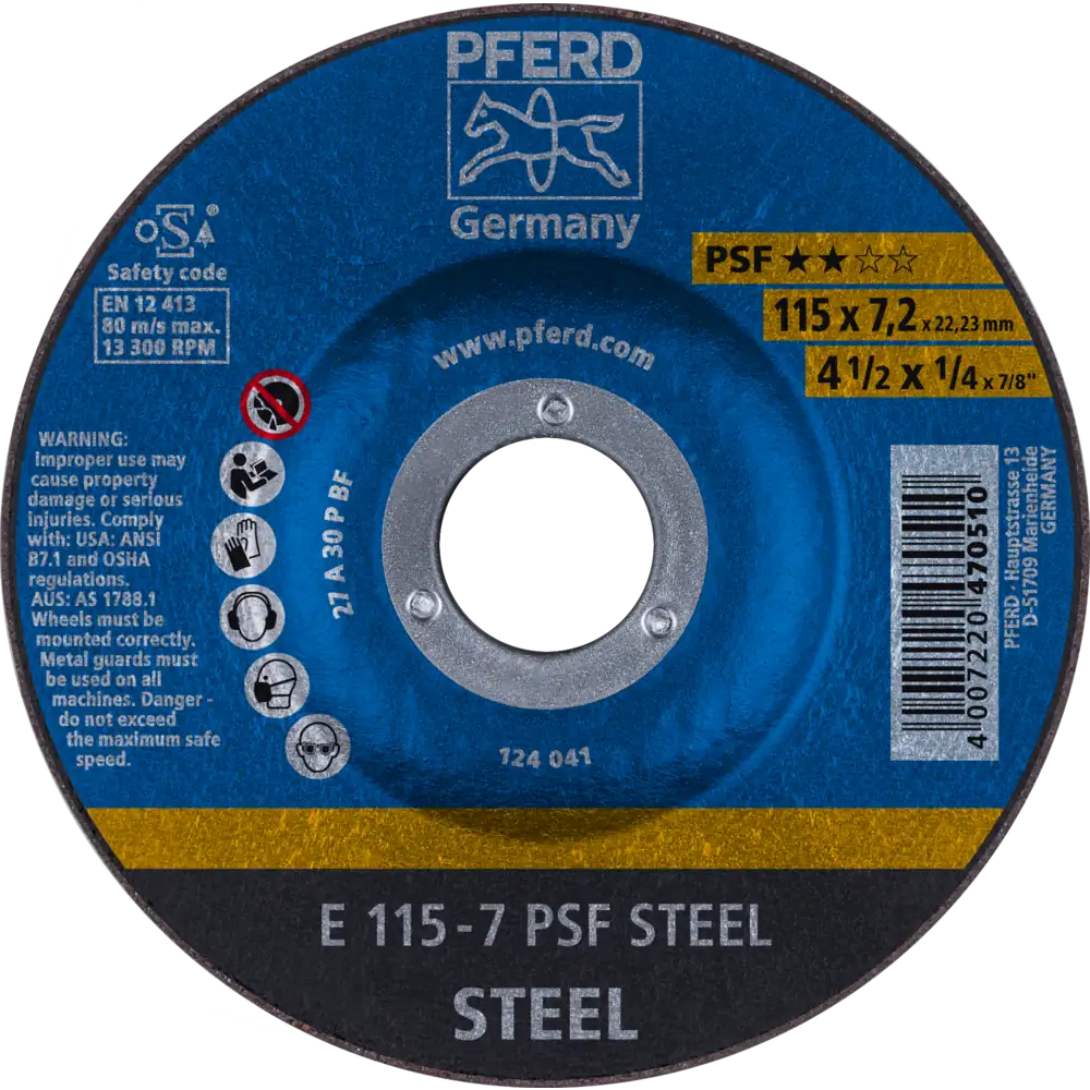 Pferd Tools PFERD TOOLS Schruppscheibe E 115x7,2x22,23 mm Universallinie PSF STEEL für Stahl-1 Product picture Primär-Darstellung