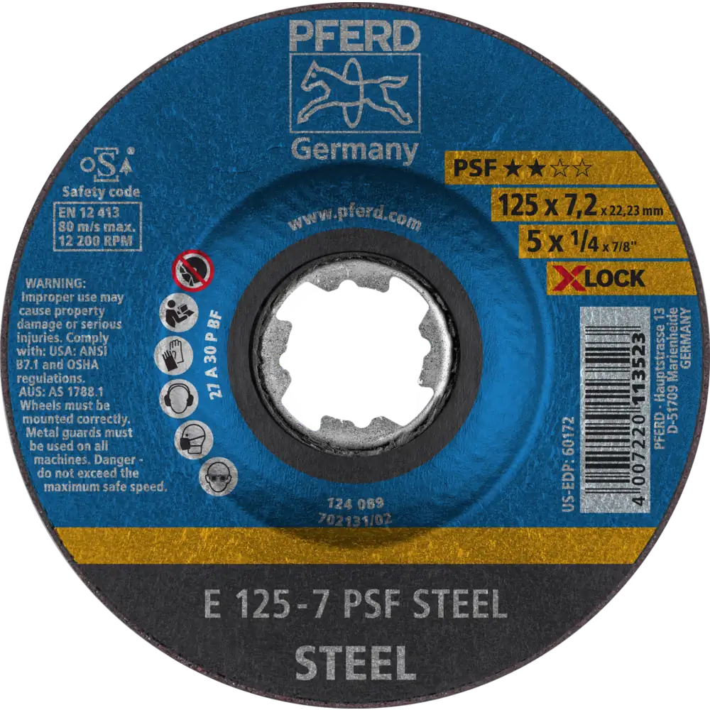 Pferd Tools PFERD TOOLS Schruppscheibe E 125x7,2 mm X-LOCK Universallinie PSF STEEL für Stahl-1 Product picture Primär-Darstellung