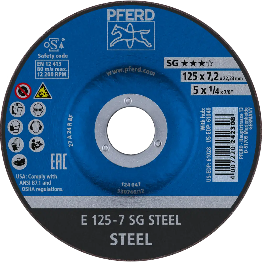 Pferd Tools PFERD TOOLS Schruppscheibe E 125x7,2x22,23 mm Leistungslinie SG STEEL für Stahl-1 Product picture Primär-Darstellung