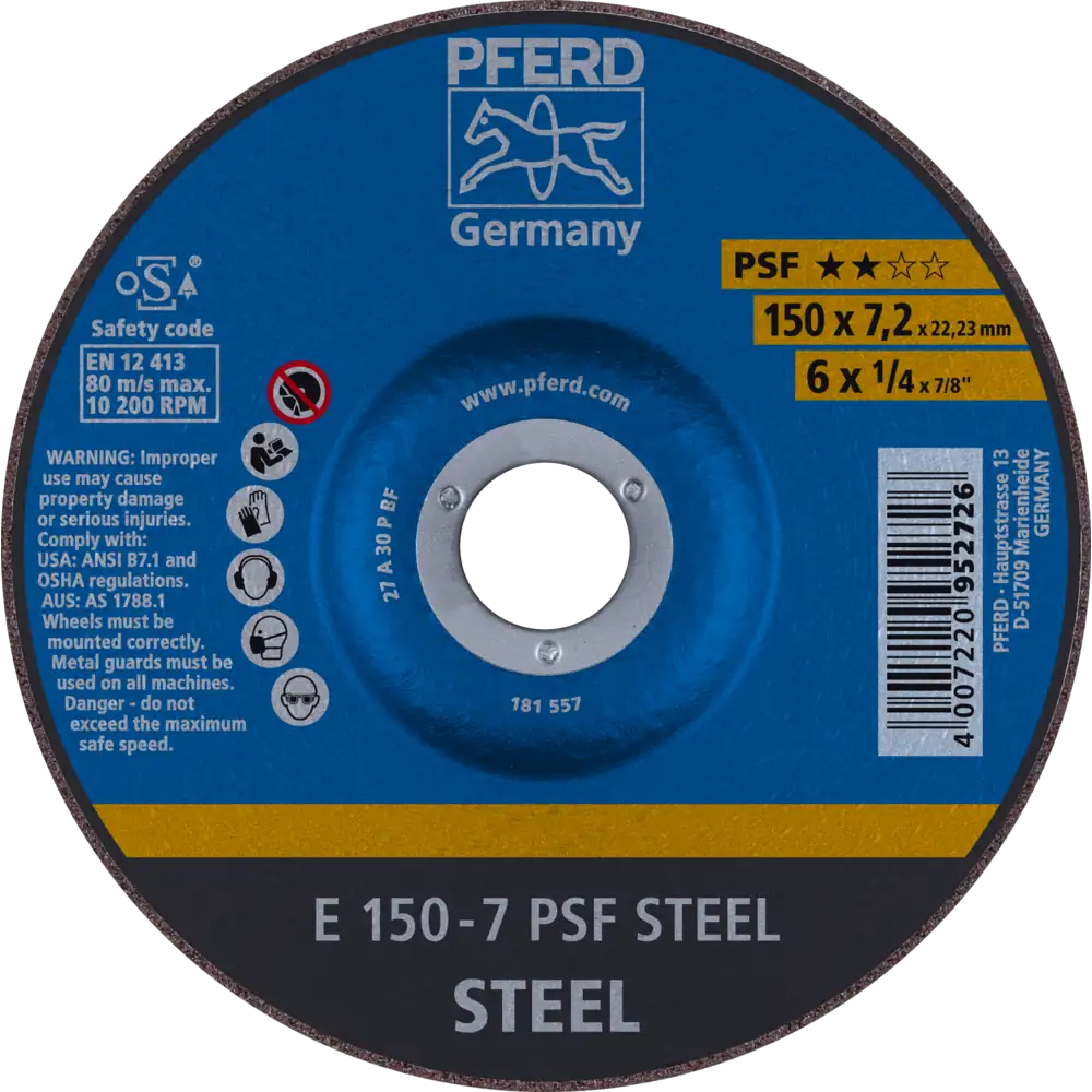 Pferd Tools PFERD TOOLS Schruppscheibe E 150x7,2x22,23 mm Universallinie PSF STEEL für Stahl-1 Product picture Primär-Darstellung