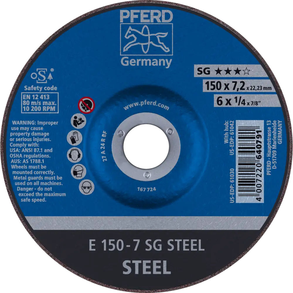 Pferd Tools PFERD TOOLS Schruppscheibe E 150x7,2x22,23 mm Leistungslinie SG STEEL für Stahl-1 Product picture Primär-Darstellung