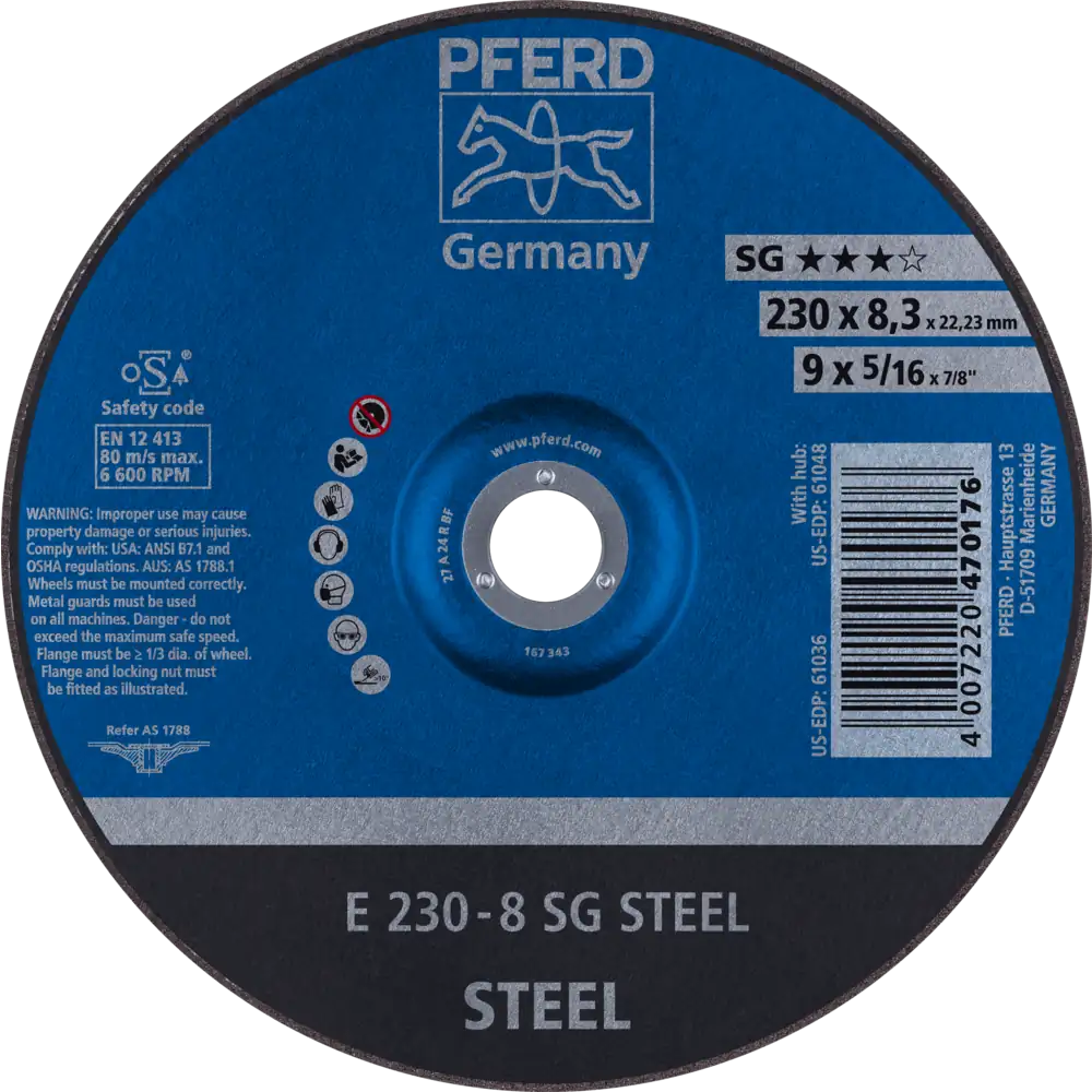 Pferd Tools PFERD TOOLS Schruppscheibe E 230x8,3x22,23 mm Leistungslinie SG STEEL für Stahl-1 Product picture Primär-Darstellung