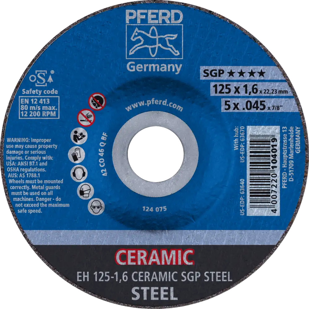 Pferd Tools PFERD TOOLS Trennscheibe EH 125x1,6x22,23 mm gekröpft CERAMIC Speziallinie SGP STEEL für Stahl-1 Product picture Primär-Darstellung