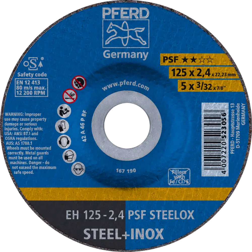 Pferd Tools PFERD TOOLS Trennscheibe EH 125x2,4x22,23 mm gekröpft Universallinie PSF STEELOX für Stahl/Edelstahl-1 Product picture Primär-Darstellung