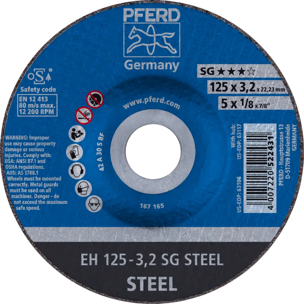 Pferd Tools PFERD TOOLS Trennscheibe EH 125x3,2x22,23 mm gekröpft Leistungslinie SG STEEL für Stahl-1 Product picture Primär-Darstellung