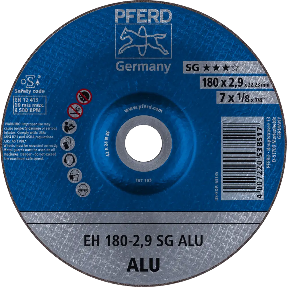 Pferd Tools PFERD TOOLS Trennscheibe EH 180x2,9x22,23 mm gekröpft Leistungslinie SG ALU für Alu-1 Product picture Primär-Darstellung
