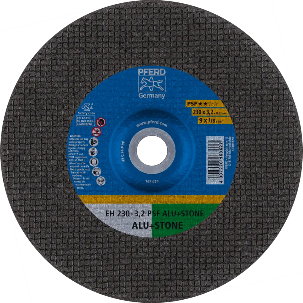 Pferd Tools PFERD TOOLS Trennscheibe EH 230x3,2x22,23 mm gekröpft Uni.-Linie PSF ALU+STONE für Alu/NE-Met./Stein-1 Product picture Primär-Darstellung