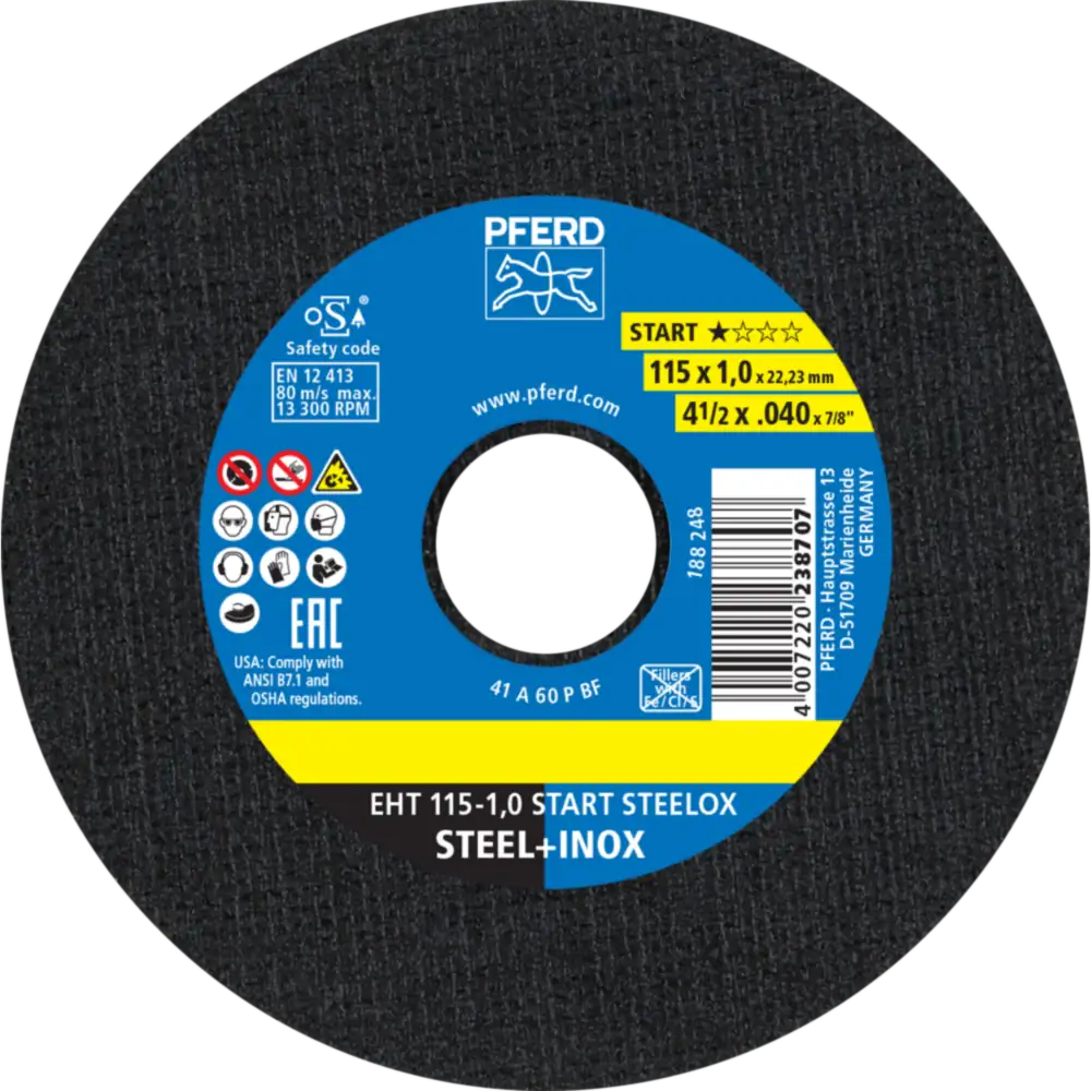 Pferd Tools PFERD TOOLS Trennscheibe EHT 115x1,0x22,23 mm gerade Startlinie START STEELOX für Stahl/Edelstahl-1 Product picture Primär-Darstellung