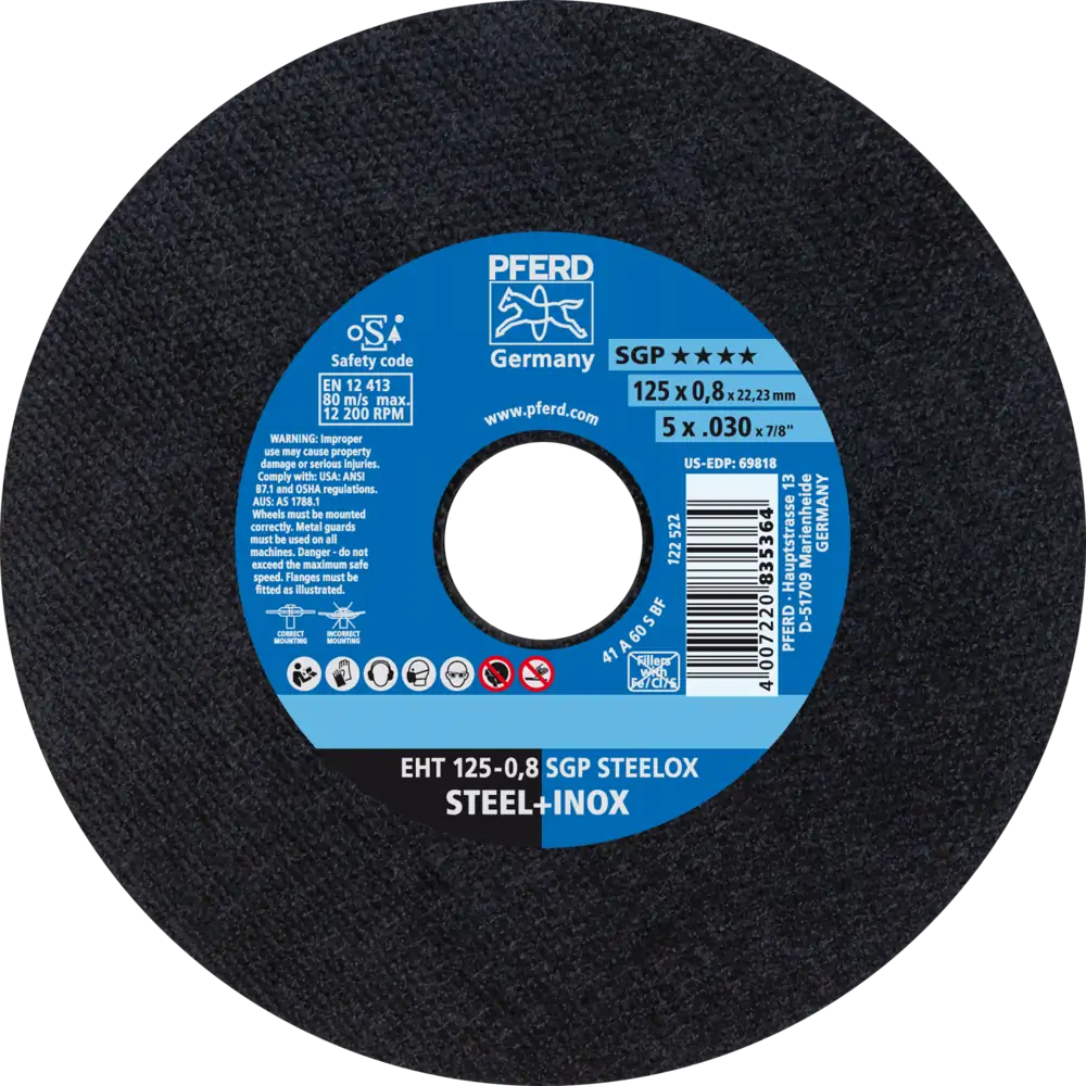 Pferd Tools PFERD TOOLS Trennscheibe EHT 125x0,8x22,23 mm gerade Speziallinie SGP STEELOX für Stahl/Edelstahl-1 Product picture Primär-Darstellung