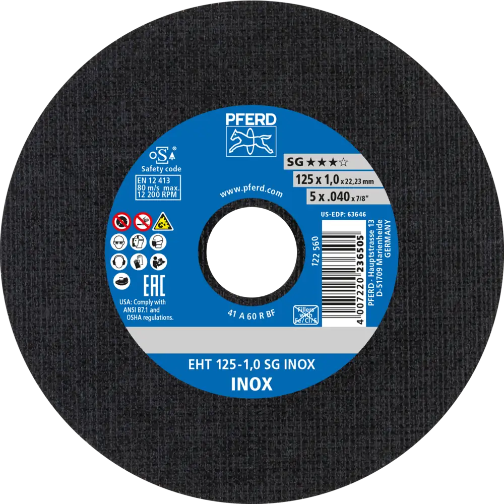 Pferd Tools PFERD TOOLS Trennscheibe EHT 125x1,0x22,23 mm gerade Leistungslinie SG INOX für Edelstahl-1 Product picture Primär-Darstellung