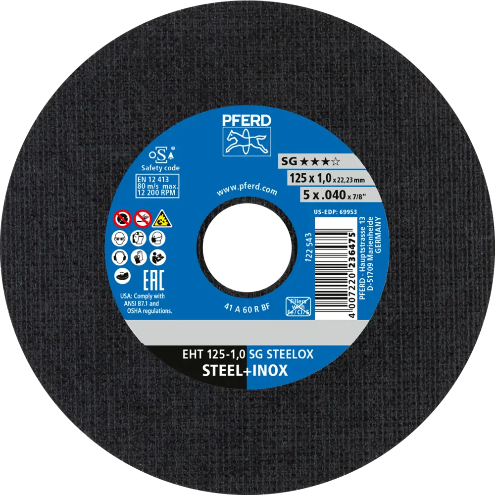 Pferd Tools PFERD TOOLS Trennscheibe EHT 125x1,0x22,23 mm gerade Leistungslinie SG STEELOX für Stahl/Edelstahl-1 Product picture Primär-Darstellung