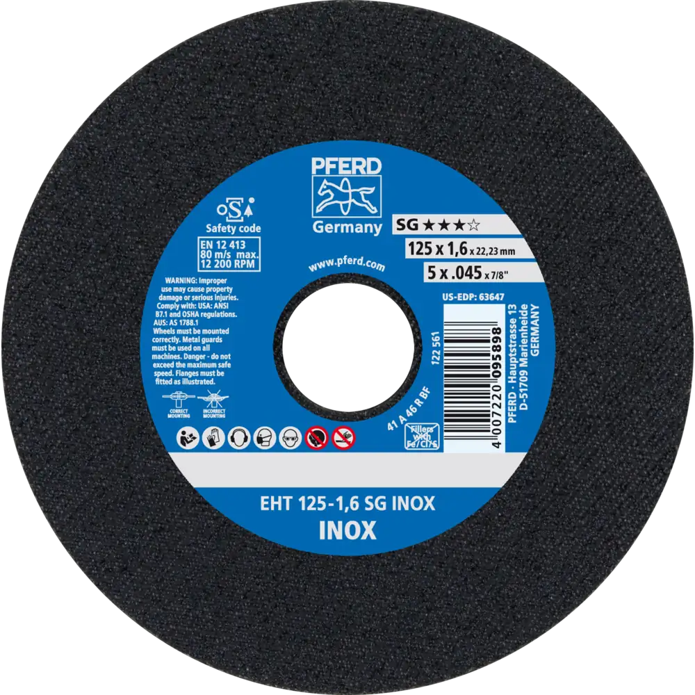 Pferd Tools PFERD TOOLS Trennscheibe EHT 125x1,6x22,23 mm gerade Leistungslinie SG INOX für Edelstahl-1 Product picture Primär-Darstellung