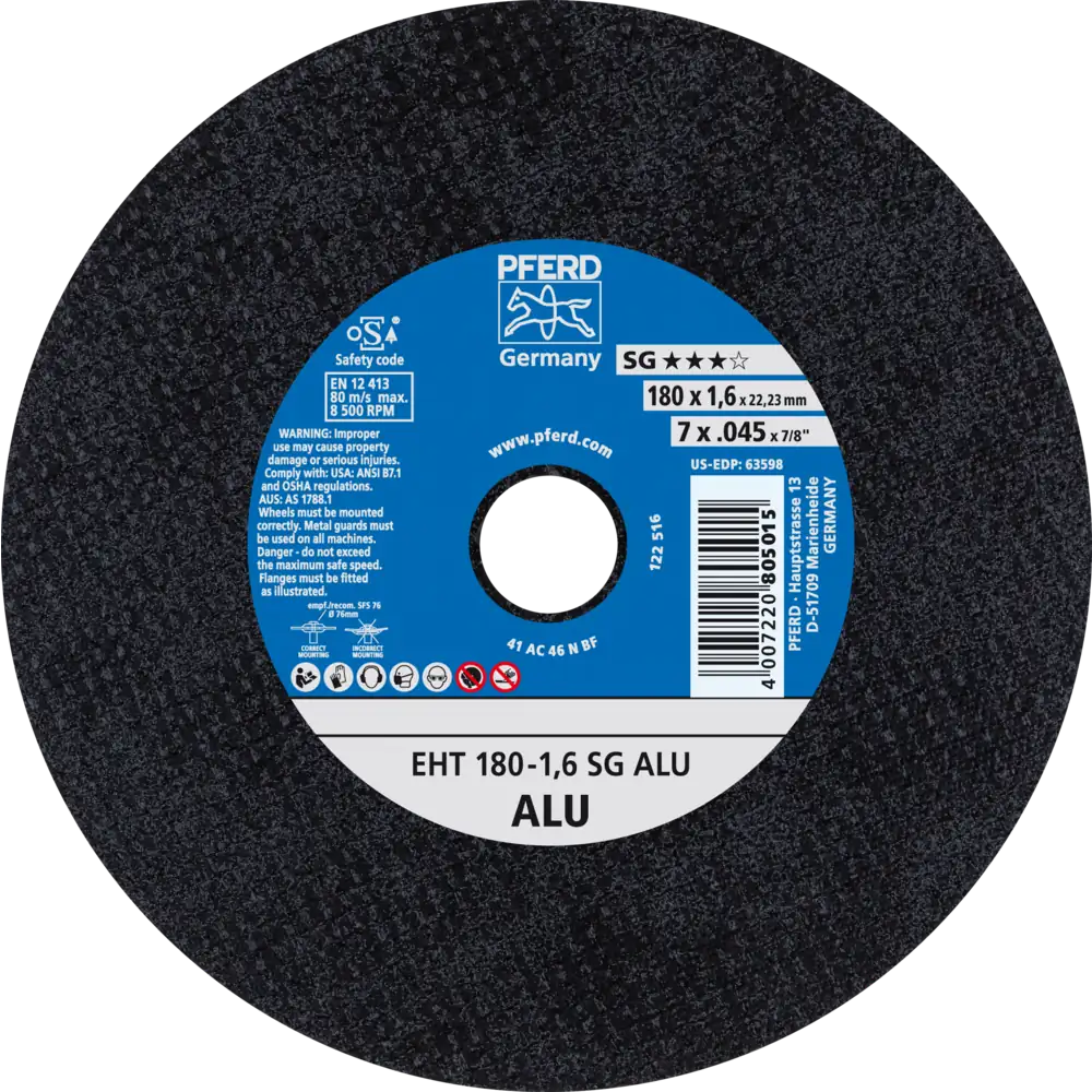 Pferd Tools PFERD TOOLS Trennscheibe EHT 180x1,6x22,23 mm gerade Leistungslinie SG ALU für Alu-1 Product picture Primär-Darstellung