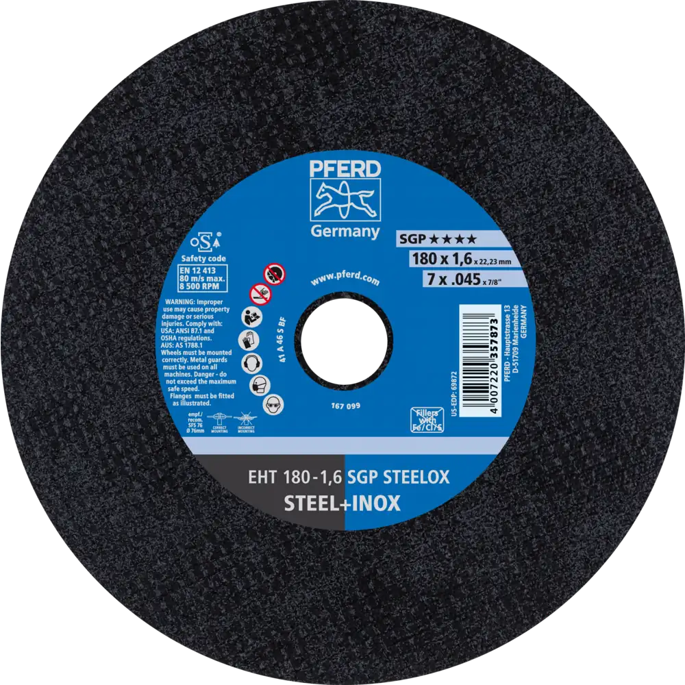 Pferd Tools PFERD TOOLS Trennscheibe EHT 180x1,6x22,23 mm gerade Speziallinie SGP STEELOX für Stahl/Edelstahl-1 Product picture Primär-Darstellung