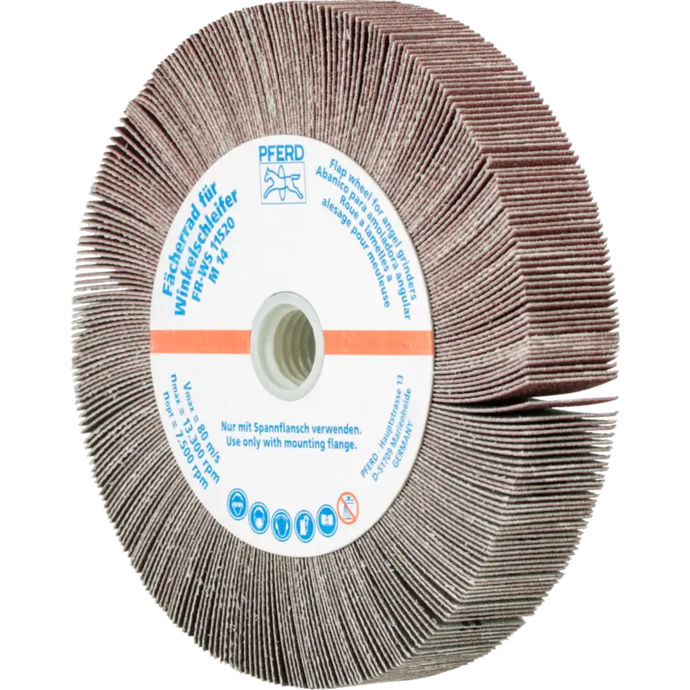 Pferd Tools PFERD TOOLS Lamellenschleifrad für Winkelschleifer FR WS Ø 115x20mm M14 A180 universelle Anwendung-1 Product picture Primär-Darstellung