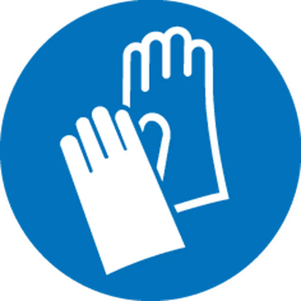 Pferd Tools PFERD TOOLS Keramikkorn Schleifband BA 16x520mm CO-COOL40 für Edelstahl-Schliff mit Bandschleifer-3 Safety pictogram Wear protective gloves (ISO 7010)