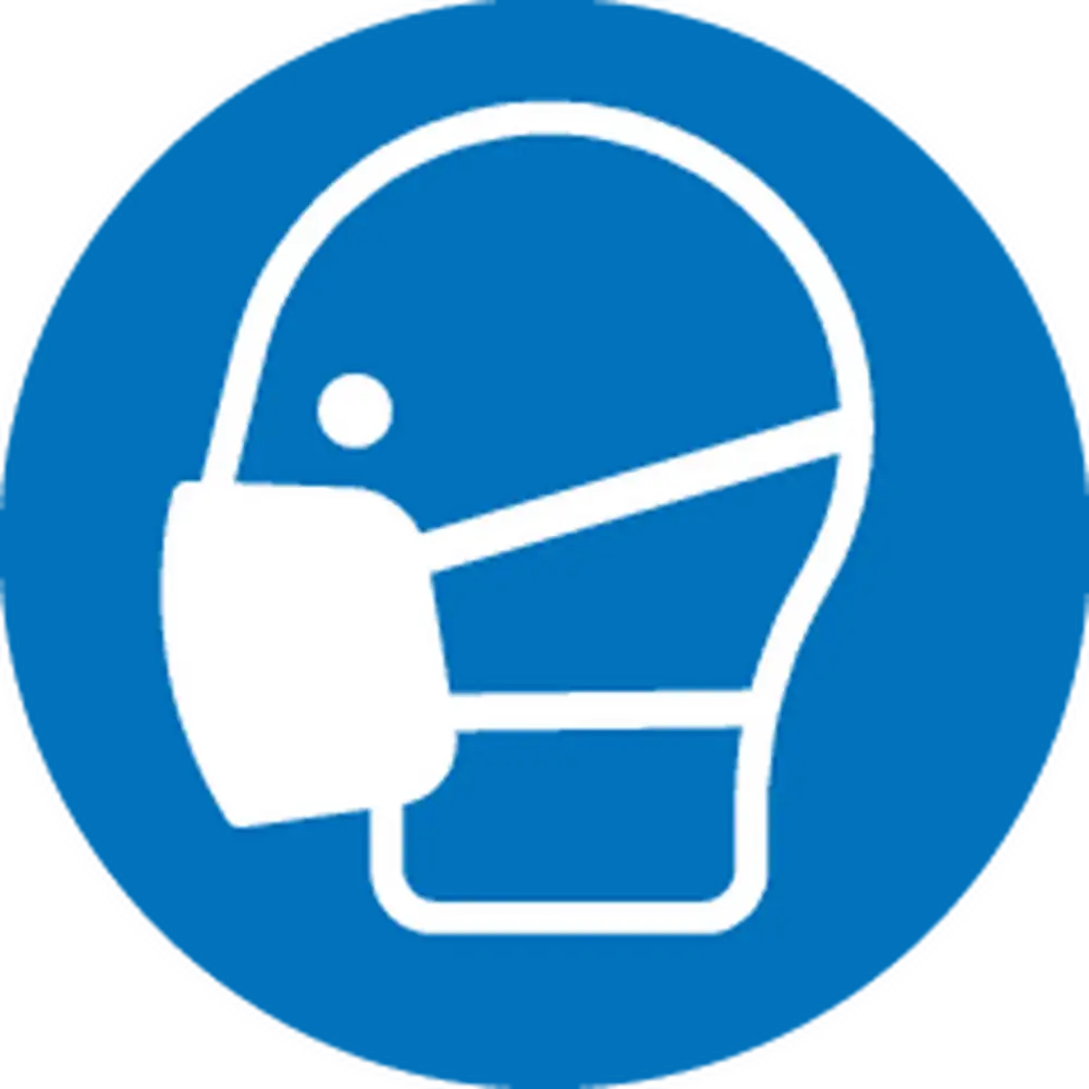 Pferd Tools PFERD TOOLS Keramikkorn Schleifband BA 6x305 mm CO-COOL60 für Edelstahl-Schliff mit Bandschleifer (100)-6 Safety pictogram Wear a mask (ISO 7010)