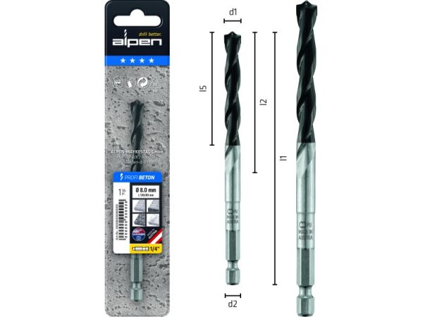 L100 Ø4 Hartmetall-Betonbohrer Profi Beton-1