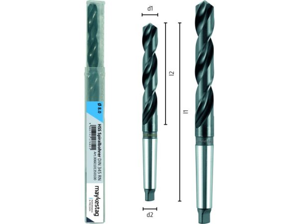 L168 Ø9,8 Spiralbohrer mit Morsekegel HSS DIN 345 RN-1
