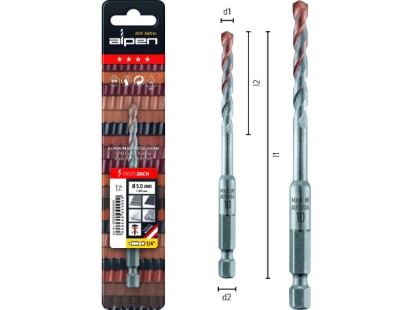 L100 Ø5 Hartmetall-Dachziegelbohrer Profi Dach-1