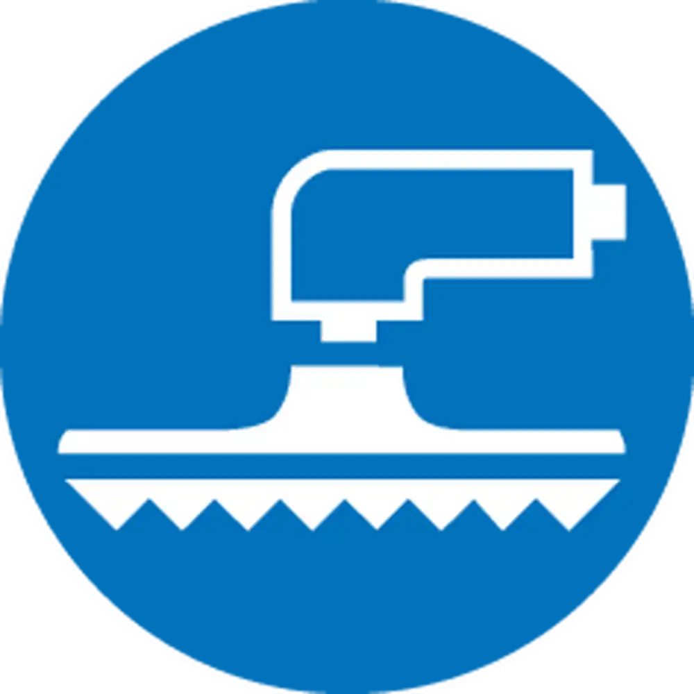 Pferd Tools PFERD TOOLS Keramikkorn Fiberscheibe Ø 115 mm CO-COOL120 für kühlen Schliff auf Edelstahl-4 Safety pictogram Only to be used with a back-up pad