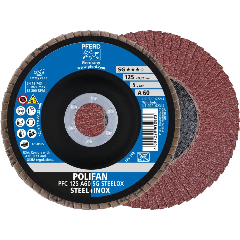 Pferd Tools PFERD TOOLS POLIFAN Fächerscheibe PFC 125x22,23 mm konisch A60 SG STEELOX Stahl/Edelstahl-1 Product picture Primär-Darstellung