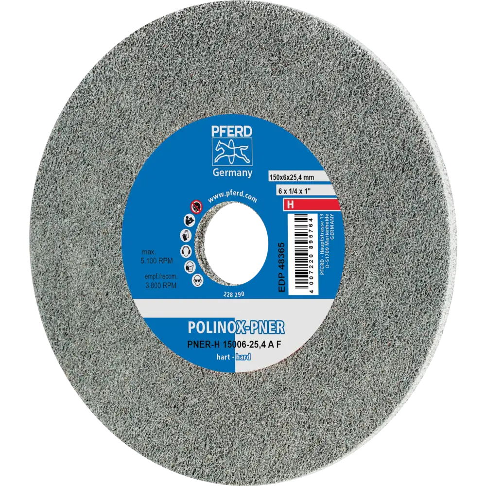 Pferd Tools PFERD TOOLS POLINOX verpresstes Vlies-Rad PNER Ø 150x6 mm Bohrung-Ø 25,4 mm Hart A Fein für Finish-1 Product picture Primär-Darstellung