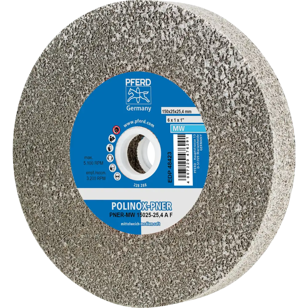 Pferd Tools PFERD TOOLS POLINOX verpresstes Vlies-Rad PNER Ø 150x25 mm Bohrung-Ø 25,4 mm Mittelweich A Fein für Finish-1 Product picture Primär-Darstellung