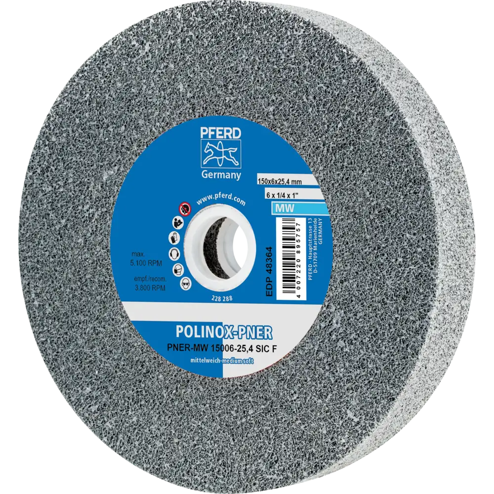 Pferd Tools PFERD TOOLS POLINOX verpresstes Vlies-Rad PNER Ø 150x25 mm Bohrung-Ø 25,4 mm Mittelweich SIC Fein-1 Product picture Primär-Darstellung
