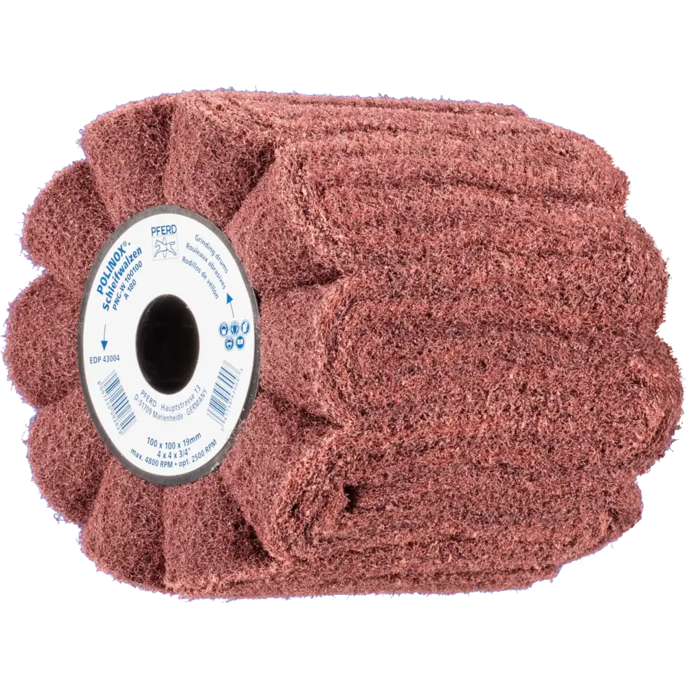 Pferd Tools PFERD TOOLS POLINOX Vlies-Schleifwalze PNG Ø 100x100mm Keilnut 19 mm A180 für Feinschliff und Finish-1 Product picture Primär-Darstellung