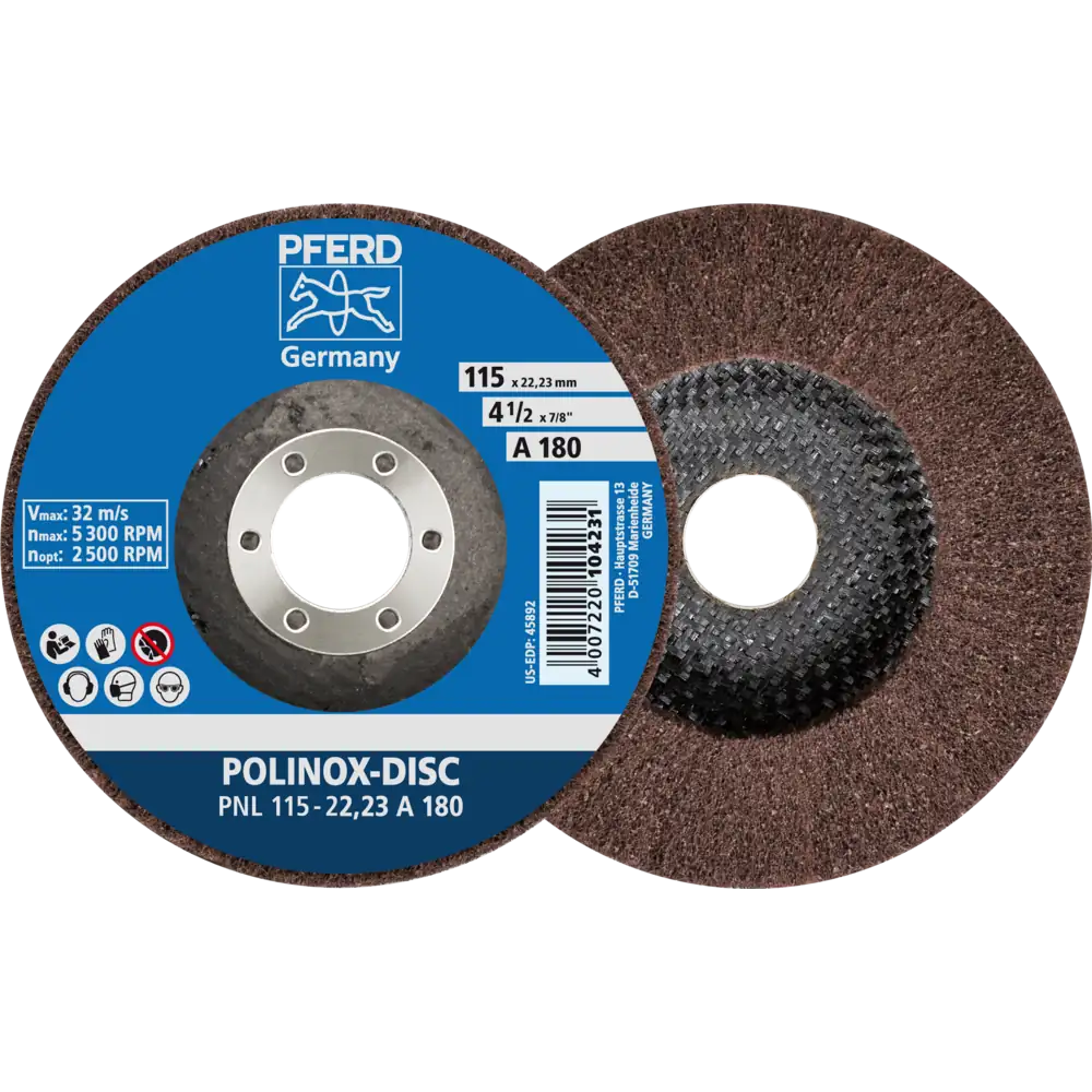 Pferd Tools PFERD TOOLS POLINOX Vlies-Schleifdisc PNL Ø 115 mm Bohrung-Ø 22,23 mm A180 für Feinschliff und Finish-1 Product picture Primär-Darstellung