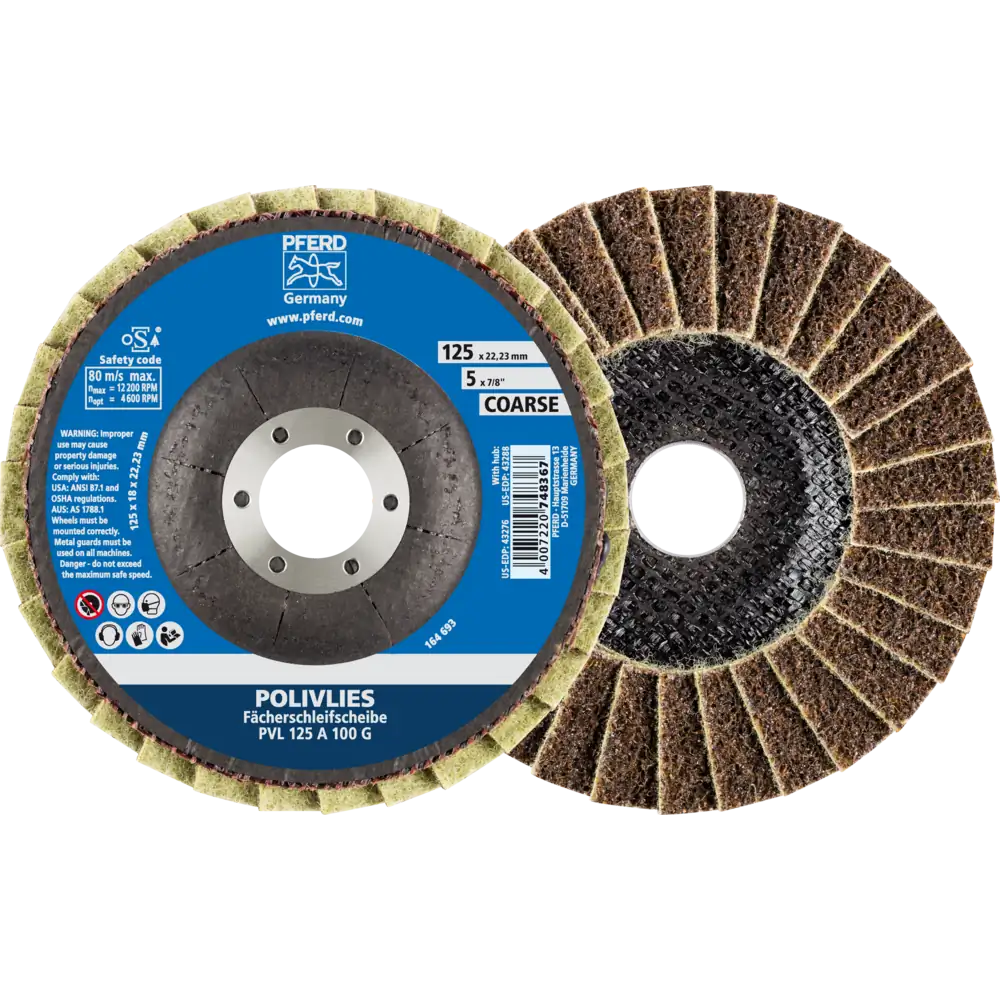 Pferd Tools PFERD TOOLS POLIVLIES-Fächerscheibe PVL Korund Ø 125 mm Bohrung 22,23 mm A100G für Feinschliff-1 Product picture Primär-Darstellung