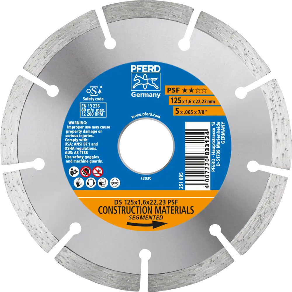 Pferd Tools PFERD TOOLS Diamant-Trennscheibe DS 125x1,6x22,23 mm PSF für schnelles Trennen von Stein und Beton-1 Product picture Primär-Darstellung