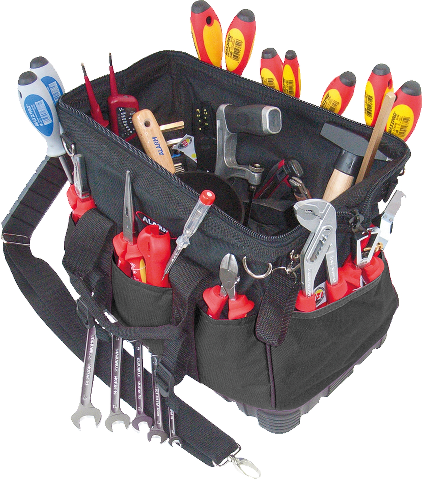 ALARM Textiltasche 11-TGU, komplett, mit Elektro-Werkzeugpaket 11 ELEKT.SORT.E M.TEXTILT.TGU Innen-L.230mm B.440mm H.320mm 33 St.-1 main HighRes image