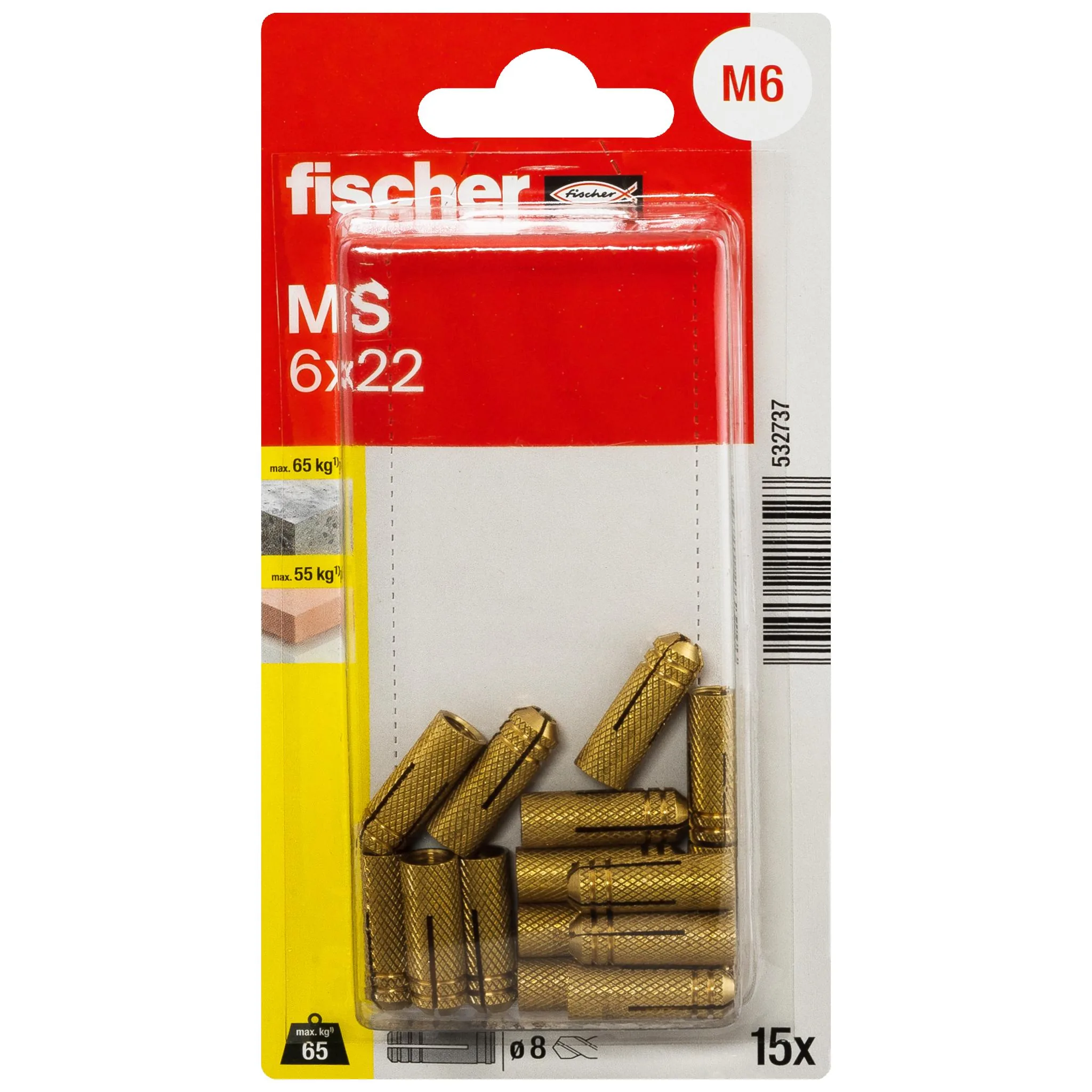 fischer Messingdübel MS 6x22 K (15)-2