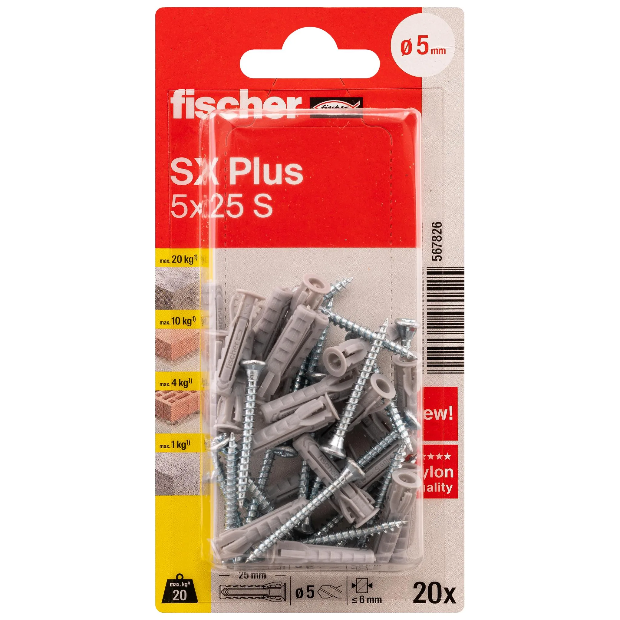 fischer Dübel SX Plus 5x25 S K (20)-2