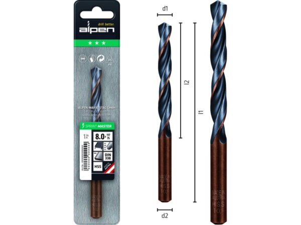 L80 Ø4,5 Spiralbohrer DIN 338 Sprint Master-1