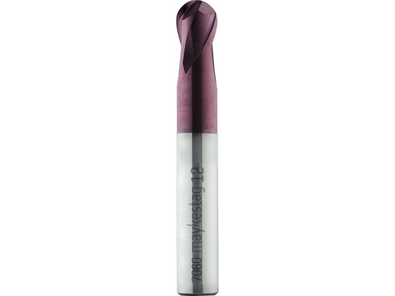 merged_product_4551.jpg Maykestag HSC Vollradiusfräser Ø 12.0kurz, Z=2, 30°, R=6.0 mm,Kupradur Beschichtung,zyl.Schaft DIN 6535-HA – Bild 1