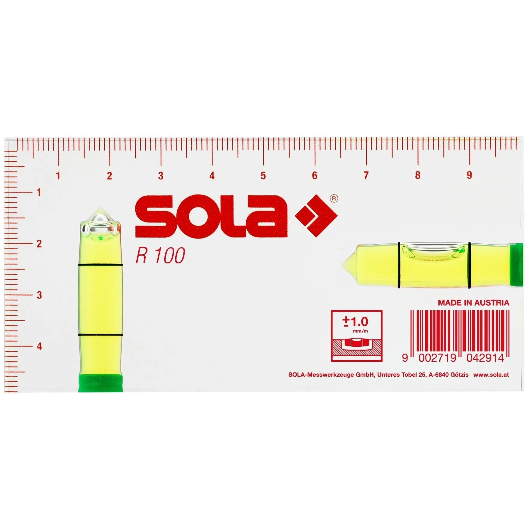 Sola Klein-Wasserwaage R 100 GRÜN SB-2