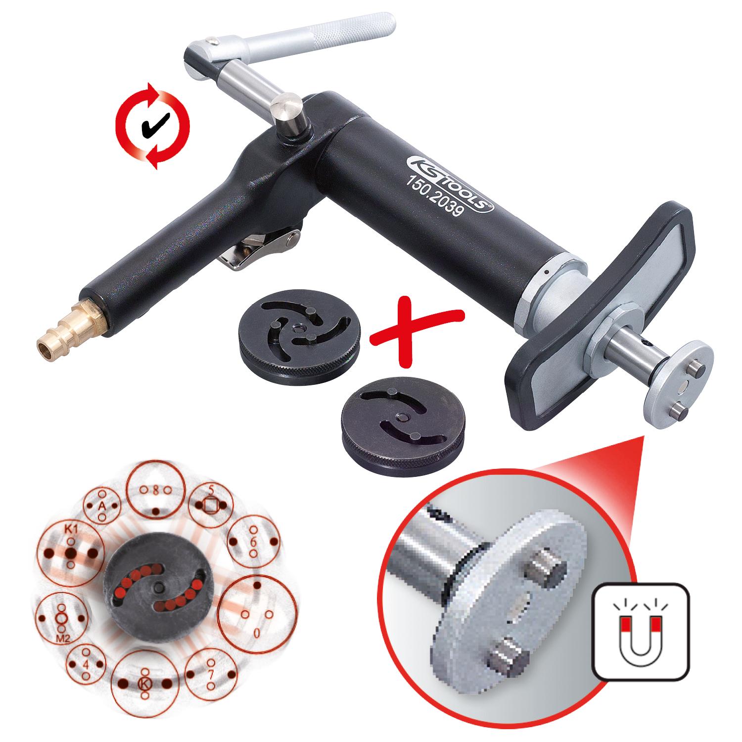 KS Tools Universal Bremskolben-Rückstell-Werkzeug-Satz mit Druckluftspindel, 3-tlg-1 Foto Gesamt Allgemein