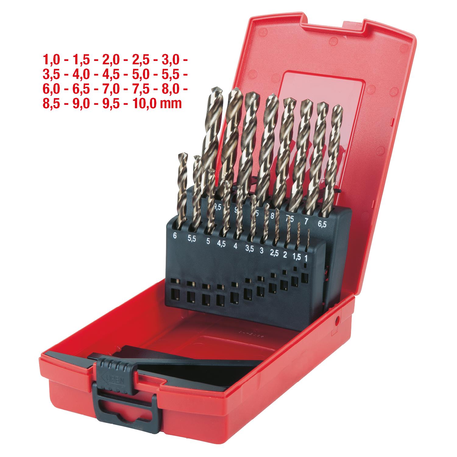 KS Tools HSS-G Co 5 Spiralbohrer-Satz, Kunststoffkassette 19-tlg 1-10mm-1 Foto Gesamt Allgemein