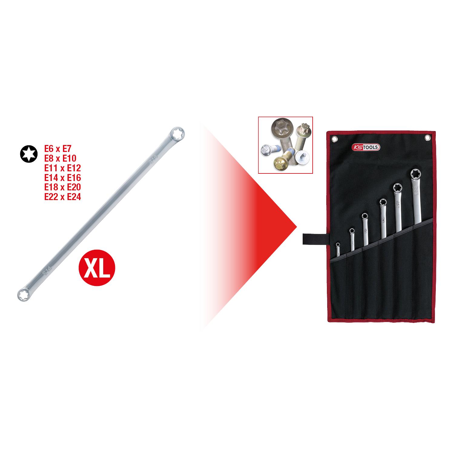 KS Tools CHROMEplus Torx-E-Doppel-Ringschlüssel, 6-tlgXL-1 Foto Gesamt Allgemein