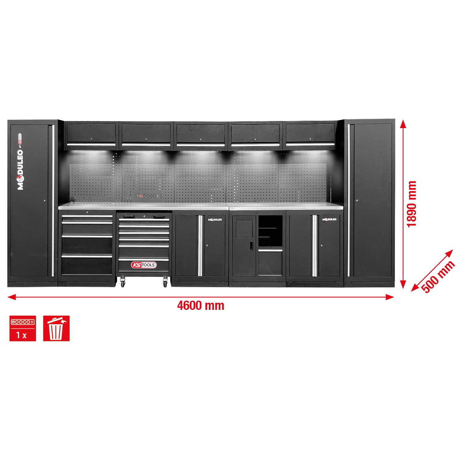KS Tools Werkstatt-Schranksystem, gerade, 4600 x 500 mm, Variante 2-1 Foto Gesamt Allgemein