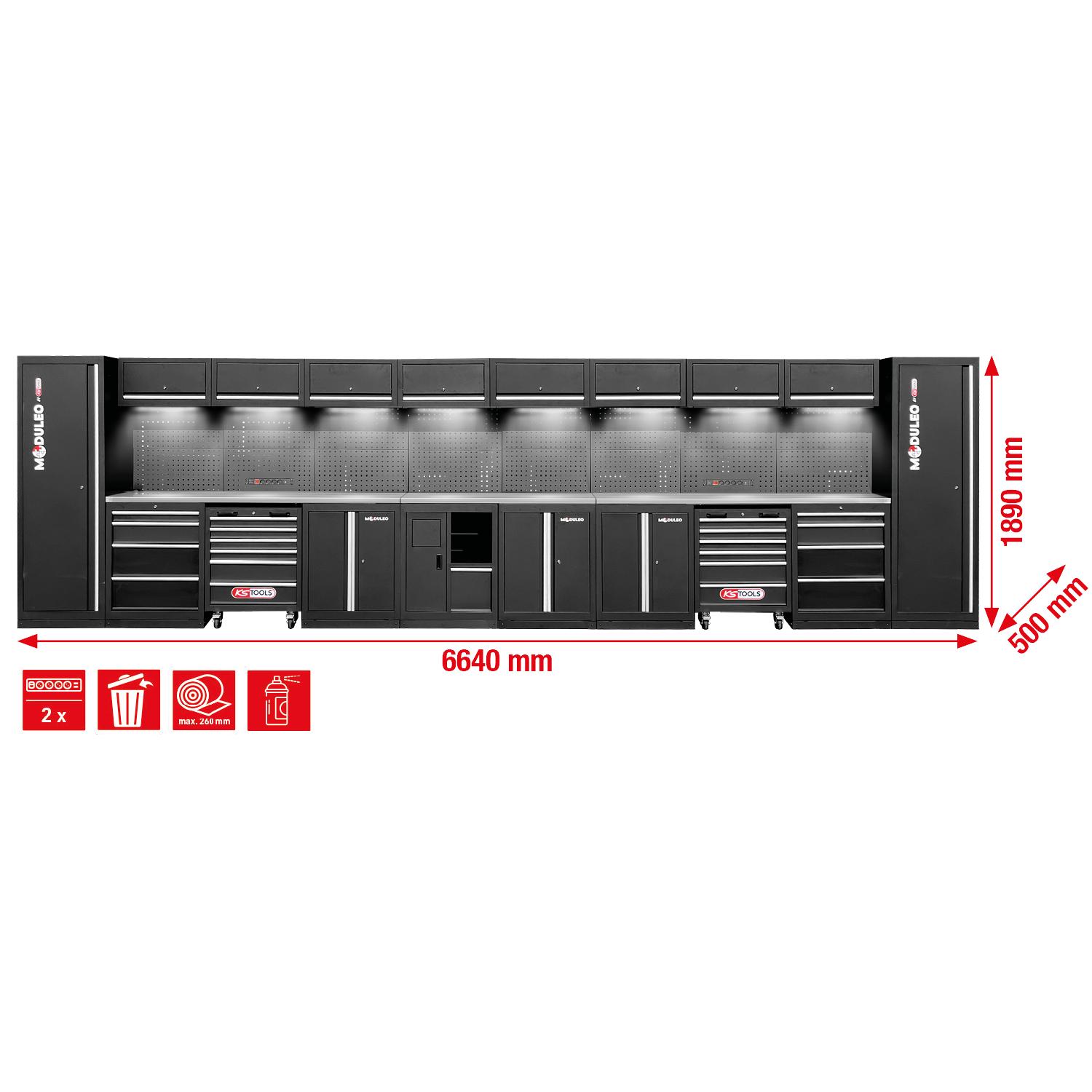 KS Tools Werkstatt-Schranksystem, gerade, 6640 x 500 mm, Variante 2-1 Foto Gesamt Allgemein