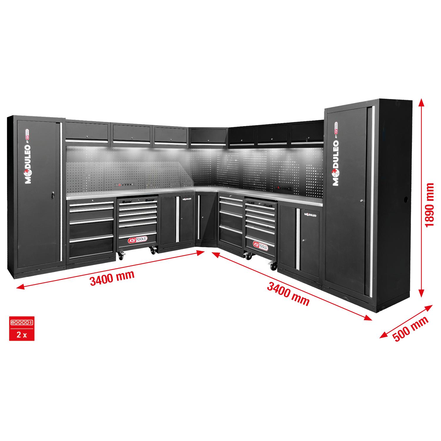 KS Tools Werkstatt-Schranksystem, L-Form, 3400 x 3400 mm-1 Foto Gesamt Allgemein