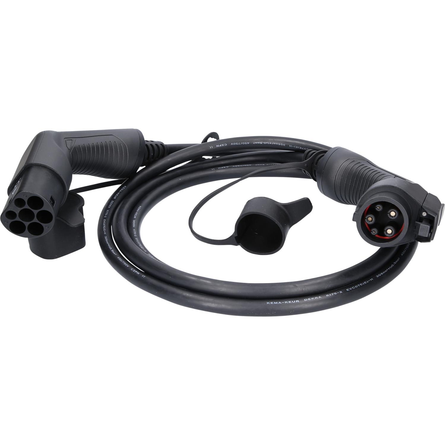 KS Tools efuturo Ladekabel gerade, Typ 2 auf Typ 1 Stecker, 1 Phase, bis zu 7,4 kW, 32 A, 230 V, Mode 3, 3 Meter-1 Hauptbild